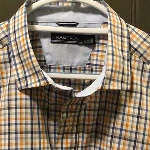 Nautica Plaid Long Sleeve Dress Shirt XL